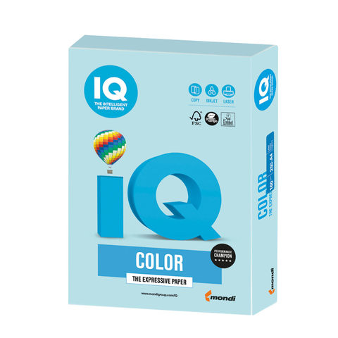 Бумага цветная IQ color, А4, 160 г/м2, 250 л., пастель, голубая, MB30 по низкой цене оптом 