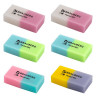 Набор ластиков BRAUBERG "Pastel Mix", 6 шт., цвета ассорти, 44х21х10 мм, экологичный ПВХ, 229597 по низкой цене оптом 