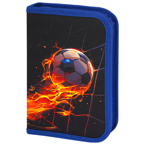 Пенал BRAUBERG, 1 отделение, 2 откидные планки, полиэстер, 21х14 см, Burning ball, 273529 по низкой цене оптом 