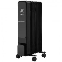 Обогреватель масляный BRASSON BOR-7 TOUCH, 1500 Вт, сенсорное управление, 7 секций, пульт ДУ, таймер, блокировка от детей, черный, 457777