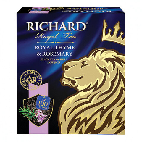 Чай RICHARD "Royal Thyme & Rosemary", черный с чабрецом и розмарином, 100 пакетиков по 2 г, 100647 по низкой цене оптом 