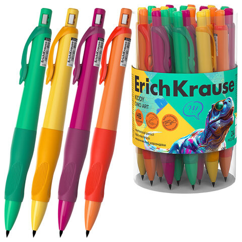 Карандаш механический 2 мм ERICH KRAUSE Kiddy Dino, НВ, корпус ассорти, 63590 по низкой цене оптом 