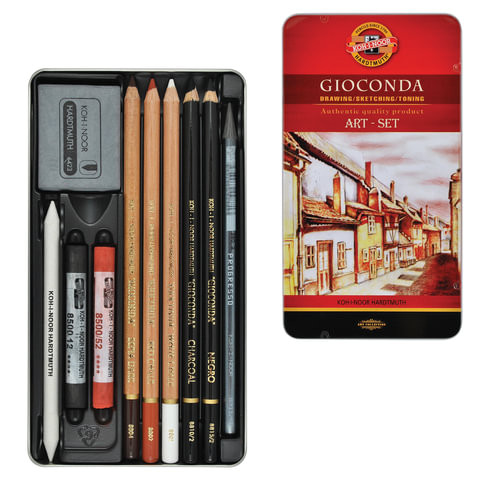Набор художественный KOH-I-NOOR "Gioconda", 10 предметов, металлическая коробка, 8890000001PL по низкой цене оптом 