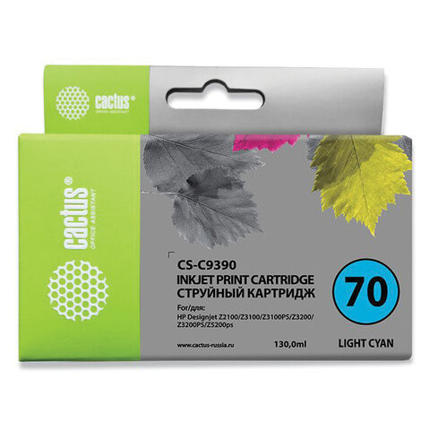 Картридж струйный CACTUS (CS-C9390) для HP DesignJet Z2100/Z5200/Z5400, светло-голубой по низкой цене оптом 