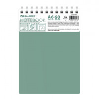 Блокнот МАЛЫЙ ФОРМАТ А6, 60 л., BRAUBERG, силиконовый гребень, обложка пластик, клетка, зеленый, 117564