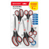 Ножницы BRAUBERG SOFT GRIP НАБОР 5 штук (140,170,190, 220, 240 мм), эргономичные черно-красные ручки, ВЫГОДНАЯ УПАКОВКА, 238410 по низкой цене оптом 