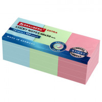 Блоки самоклеящиеся EXTRA STICKY BRAUBERG (Германия), ПАСТЕЛЬНЫЕ, 40х50 мм, НАБОР 12 шт. по 100 л., 3 цвета, 112430