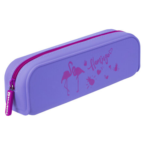 Пенал-косметичка BRAUBERG, силикон, "Flamingo", 20х5х6 см, 229030 по низкой цене оптом 