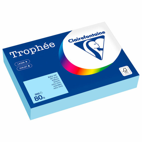Бумага цветная CLAIREFONTAINE, А4, 80 г/м2, 500 л., пастель, небесно-голубой, Франция, 1798PC по низкой цене оптом 