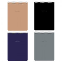 Блокнот А5 146х206мм, 60л, гребень, картон, жест подложка, клетка, BRAUBERG Minimal Classiс, 116426