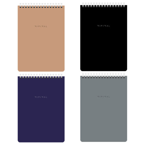 Блокнот А5 146х206мм, 60л, гребень, картон, жест подложка, клетка, BRAUBERG Minimal Classiс, 116426 по низкой цене оптом 