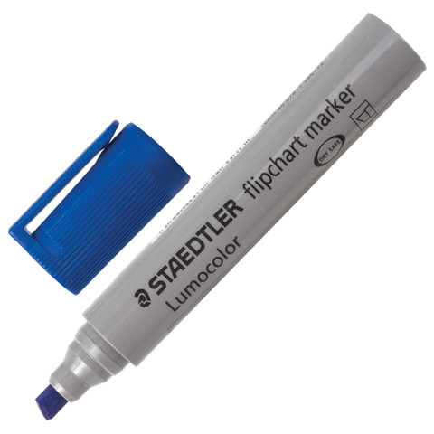 Маркер для флипчарта STAEDTLER (Германия) "Lumocolor", НЕПРОПИТЫВАЮЩИЙ, СИНИЙ, скошенный наконечник, 2-5 мм, 356 B-3 по низкой цене оптом 