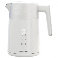 Чайник электрический с двойными стенками, терморегулятором и дисплеем BRASSON KT-264, 1,5л, 2200Вт, 7 температурных режимов, белый, 455193