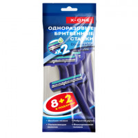 Бритвенные станки одноразовые, 2 лезвия, увлажняющая полоска, фиксированная головка, 10 шт., синий, X-ONE, 700029