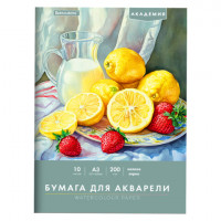 Папка для акварели БОЛЬШАЯ А3, 10л., 200 г/м2, 297х420мм, BRAUBERG АКАДЕМИЯ, "Летний натюрморт", 117741