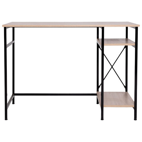 Стол BRABIX "SMART CD-018", 1100х600х765 мм, ЛОФТ, 2 полки, металл/ЛДСП ясень шимо светлый, каркас черный, 641945 по низкой цене оптом Стол BRABIX "SMART CD-018", 1100х600х765 мм, ЛОФТ, 2 полки, металл/ЛДСП ясень шимо светлый, каркас черный, 641945 по низкой цене оптом