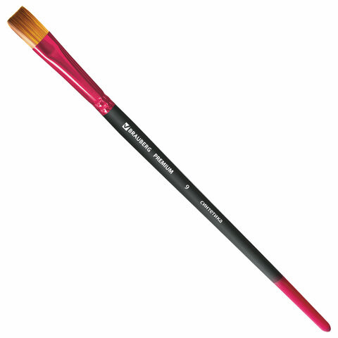 Кисть синтетика, плоская №9, BRAUBERG PREMIUM, 201018 по низкой цене оптом 