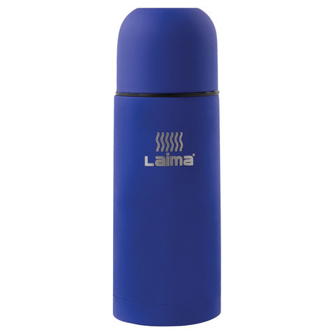 Термос LAIMA классический с узким горлом, 0,35 л, нержавеющая сталь, синий, 605121