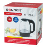 Чайник SONNEN KT-1786, 1,7 л, 2200 Вт, закрытый нагревательный элемент, стекло, 453422 по низкой цене оптом Краснодар, Москва, Уфа, Казань, Барнаул, Владивосток, Хабаровск, Сахалин, Красноярск, Екатеренбург, 