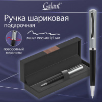 Ручка подарочная шариковая GALANT HECTOR, корпус черный/серебро, детали серебро, узел 0,7 мм, линия письма 0,5 мм, синяя, 144173