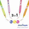 Ручка шариковая масляная автоматическая MUNHWA "Hi-Color 3", 3 ЦВЕТА (синий, неоновый желтый, неоновый розовый), узел 0,7 мм, HC3