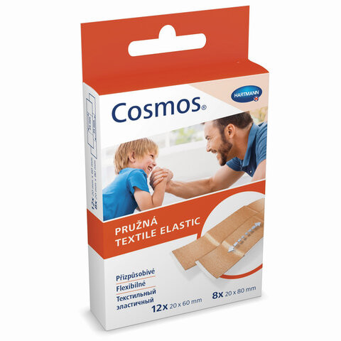 Набор пластырей 20 шт. COSMOS TEXTIL ELASTIC, эластичный, 2 размера, европодвес, 535223 по низкой цене оптом 