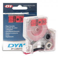 Картридж для принтеров этикеток DYMO D1, 12 мм х 7 м, лента пластиковая, чёрный шрифт, красный фон, S0720570