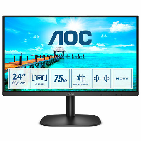 Монитор AOC 24B2XDAM 23.8" (60 см)/1920x1080/16:9/VA/4ms/250cd/HDMI/VGA/черный по низкой цене оптом Краснодар, Москва, Уфа, Казань, Барнаул, Владивосток, Хабаровск, Сахалин, Красноярск, Екатеренбург, 