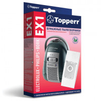 Мешок для пылесоса (пылесборник) бумажный TOPPERR EX1, ELECTROLUX, PHILIPS, BORK, КОМПЛЕКТ 5шт, 1010