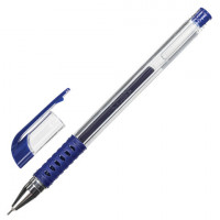 Ручка гелевая с грипом STAFF Basic Needle, СИНЯЯ, игольчатый узел 0,5 мм, линия письма 0,35 мм, 143678