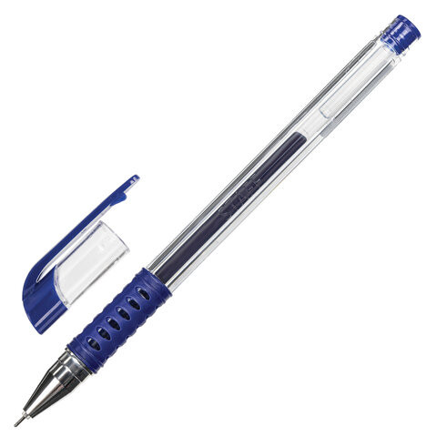 Ручка гелевая с грипом STAFF Basic Needle, СИНЯЯ, игольчатый узел 0,5 мм, линия письма 0,35 мм, 143678 по низкой цене оптом Краснодар, Москва, Уфа, Казань, Барнаул, Владивосток, Хабаровск, Сахалин, Красноярск, Екатеренбург, 