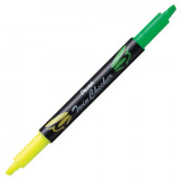 Текстовыделитель двусторонний PENTEL (Япония), ЖЕЛТЫЙ/САЛАТОВЫЙ, "Twin Checker", линия 3,5 мм, SLW8-GK