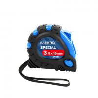 Рулетка измерительная 3м х 16мм, обрезиненный корпус, 3 фиксатора, RABBITEX Special, 671353