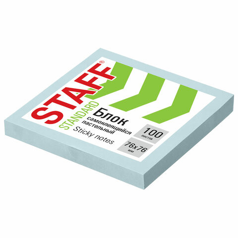 Блок самоклеящийся (стикеры) STAFF STANDARD, ПАСТЕЛЬНЫЙ 76х76 мм, голубой, 100 листов, 116574 по низкой цене оптом Блок самоклеящийся (стикеры) STAFF STANDARD, ПАСТЕЛЬНЫЙ 76х76 мм, голубой, 100 листов, 116574 по низкой цене оптом