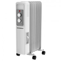 Обогреватель масляный SONNEN DFS-7E, 1500 Вт, механическое управление, 3 режима, 7 секций, белый, 457779