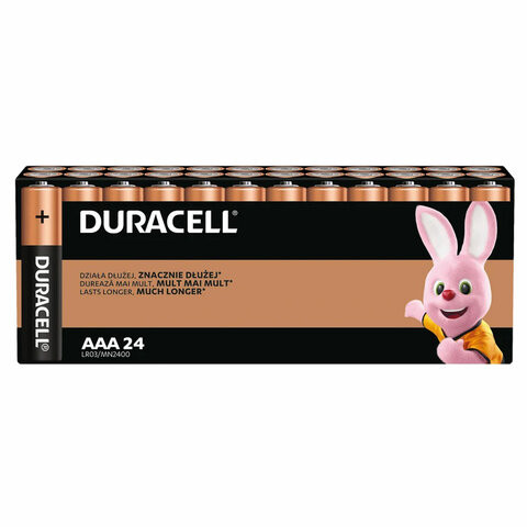 Батарейки КОМПЛЕКТ 24 шт., DURACELL Basic ОРИГИНАЛ, ААА (LR03, 24А), алкалиновые, мизинчиковые, Б0064969 по низкой цене оптом 