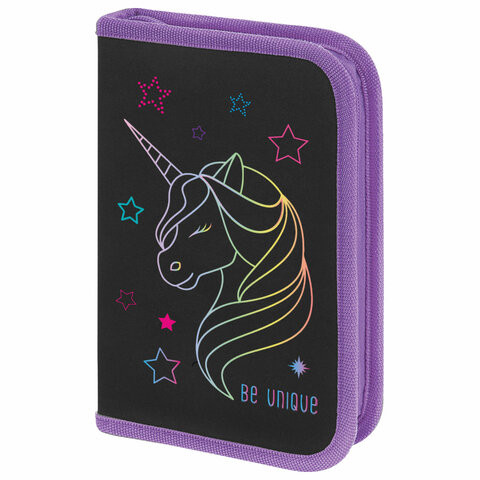 Пенал BRAUBERG с наполнением, 1 отделение, 1 откидная планка, 24 предмета, 21х14 см, Radiant unicorn, 273532 по низкой цене оптом 