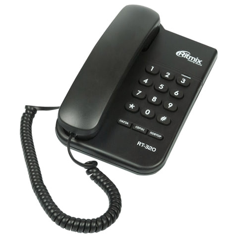 Телефон RITMIX RT-320 black, световая индикация звонка, блокировка набора ключом, черный, 15118347 по низкой цене оптом 