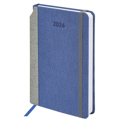 Ежедневник датированный 2026 А5 138x213мм BRAUBERG Mosaic, под кожу, карман для ручки, синий, 117112 по низкой цене оптом 