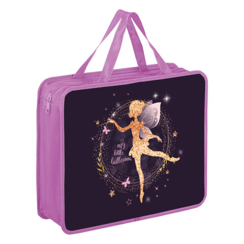 Папка на молнии с ручками BRAUBERG KIDS А4, 1 отделение, пластик, 100 мм, Gold fairy, 272117 по низкой цене оптом 