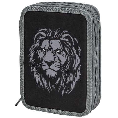 Пенал BRAUBERG, 2 отделения, полиэстер, 21х14 см, Savage lion, 272331 по низкой цене оптом 