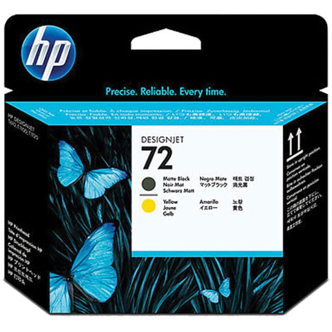 Головка печатающая для плоттера HP (C9384A) Designjet T610/795/1100 и др., №72, черная матовая и желтая, оригинальня по низкой цене оптом 