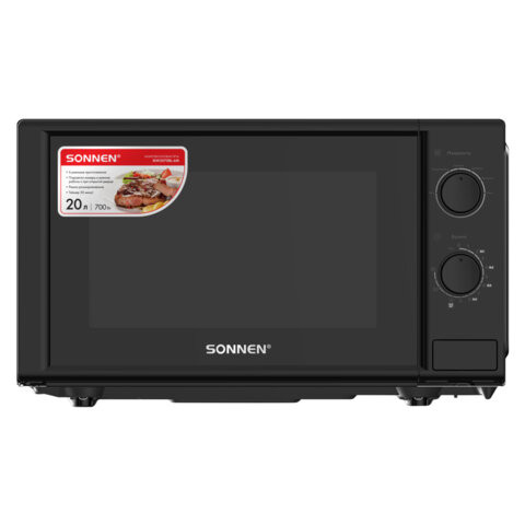 Микроволновая печь SONNEN MW2070BL-6M, 20 л, 700 Вт, таймер, механическое управление, кнопка, черная, 454984 по низкой цене оптом Микроволновая печь SONNEN MW2070BL-6M, 20 л, 700 Вт, таймер, механическое управление, кнопка, черная, 454984 по низкой цене оптом