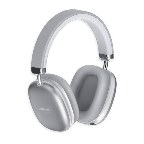 Наушники беспроводные накладные полноразмерные раздвижные мультирежимные, SONNEN HP-B12S, BT 5.1, серебристые, 514127 по низкой цене оптом Наушники беспроводные накладные полноразмерные раздвижные мультирежимные, SONNEN HP-B12S, BT 5.1, серебристые, 514127 по низкой цене оптом