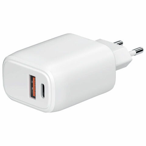 Зарядное устройство быстрое сетевое (220 В) USB QC3.0+Type-C PD 20 Вт, 3 А, RED LINE, УТ000036039 по низкой цене оптом 