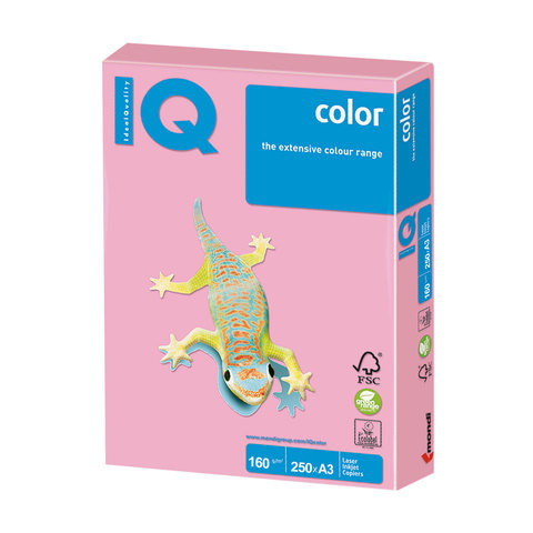Бумага цветная IQ color БОЛЬШОЙ ФОРМАТ (297х420 мм), А3, 160 г/м2, 250 л., пастель, розовая, PI25 по низкой цене оптом 