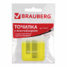 Точилка BRAUBERG "Chief", 2 отверстия для чернографитных и цветных карандашей, с контейнером, с крышкой, ассорти, 226942 по низкой цене оптом 