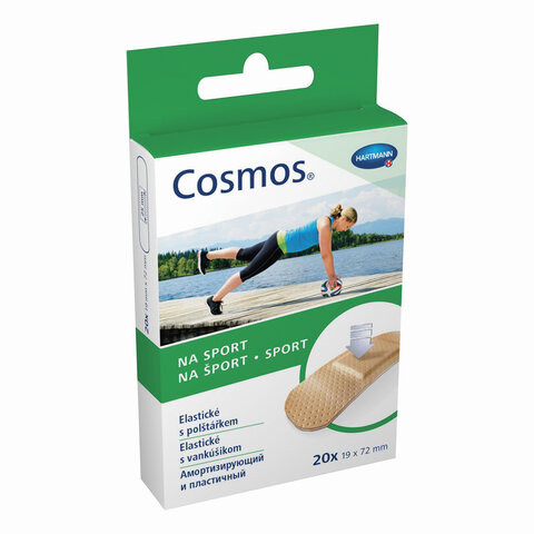 Набор пластырей 20 шт. COSMOS SPORT, на полиуретановой основе, 1,9х7,2 см, европодвес, 535423 по низкой цене оптом 