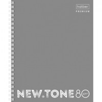 Тетрадь А5 80 л. HATBER Premium гребень, клетка, глянцевая ламинация, "NEWtone PASTEL Серый жемчуг", T388136, 80Т5лA1гр_05054