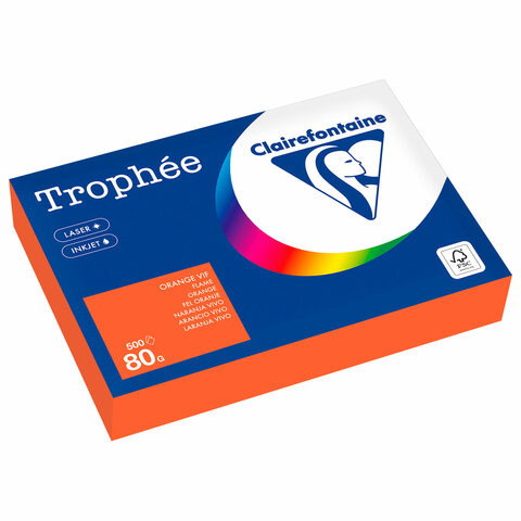 Бумага цветная CLAIREFONTAINE, А4, 80 г/м2, 500 л., интенсив, ярко-оранжевый, Франция, 1761PC по низкой цене оптом 